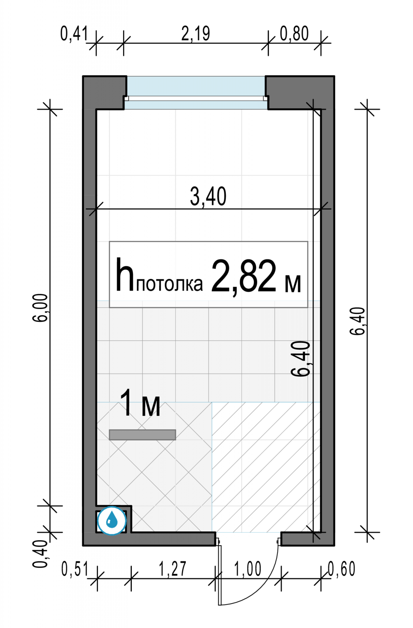 Студия, 21.1 м² — планировка в ЖК «Белый Град»