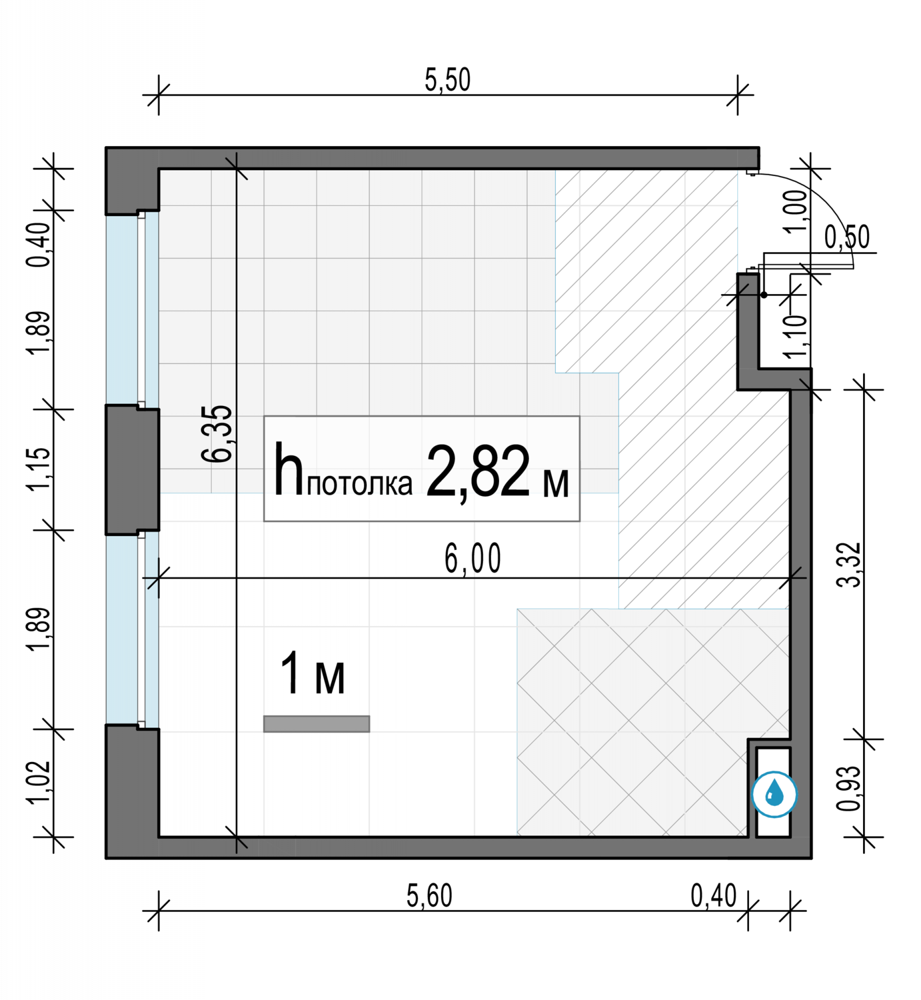 1-комн., 35.5 м² — планировка в ЖК «Белый Град»