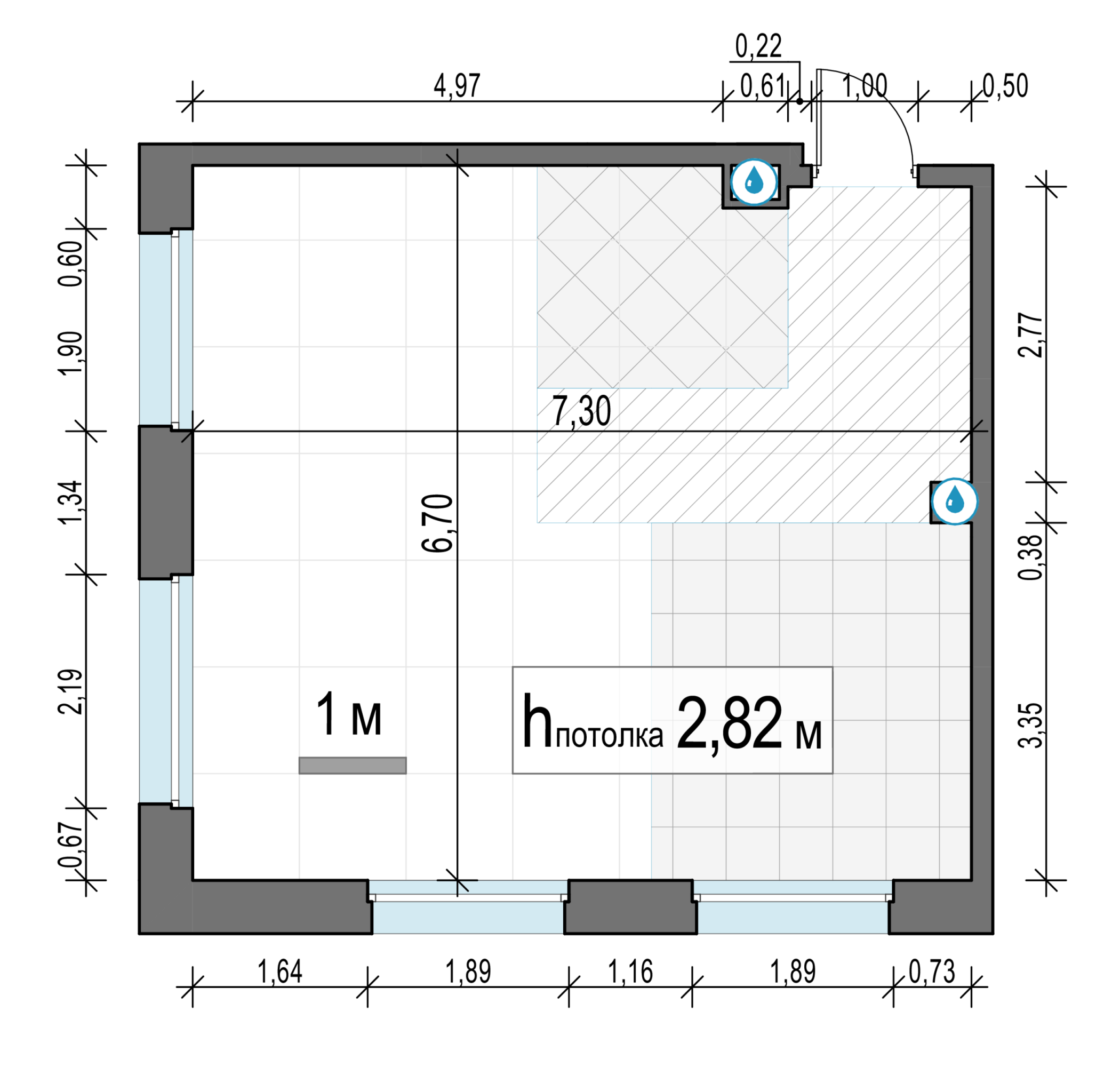 2-комн., 46.8 м² — планировка в ЖК «Белый Град»