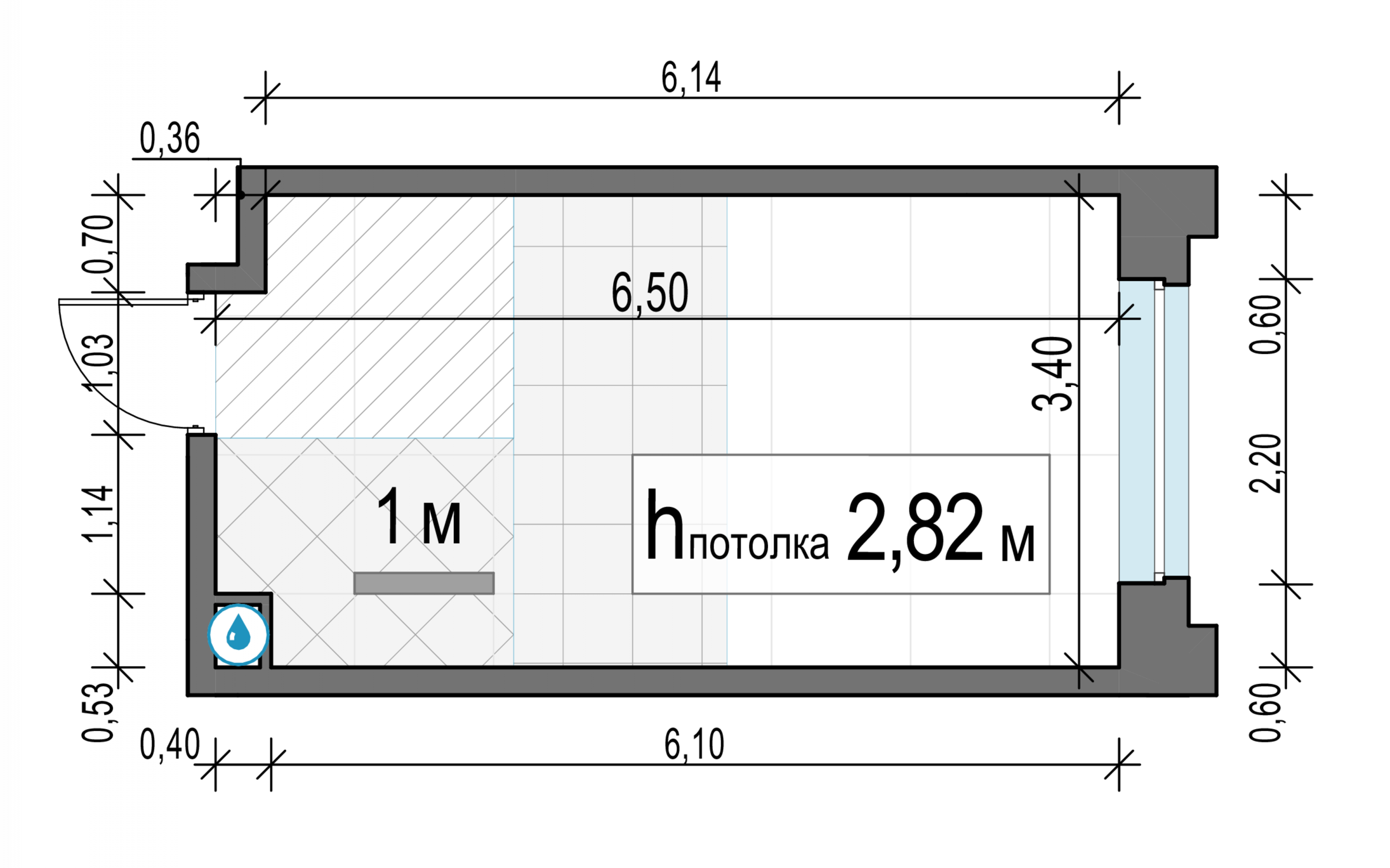 Студия, 21.2 м² — планировка в ЖК «Белый Град»