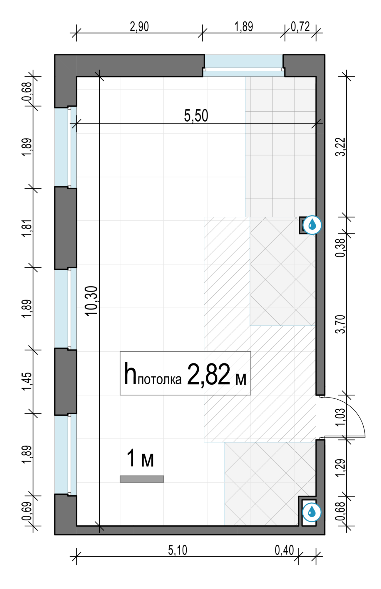 2-комн., 54.5 м² — планировка в ЖК «Белый Град»