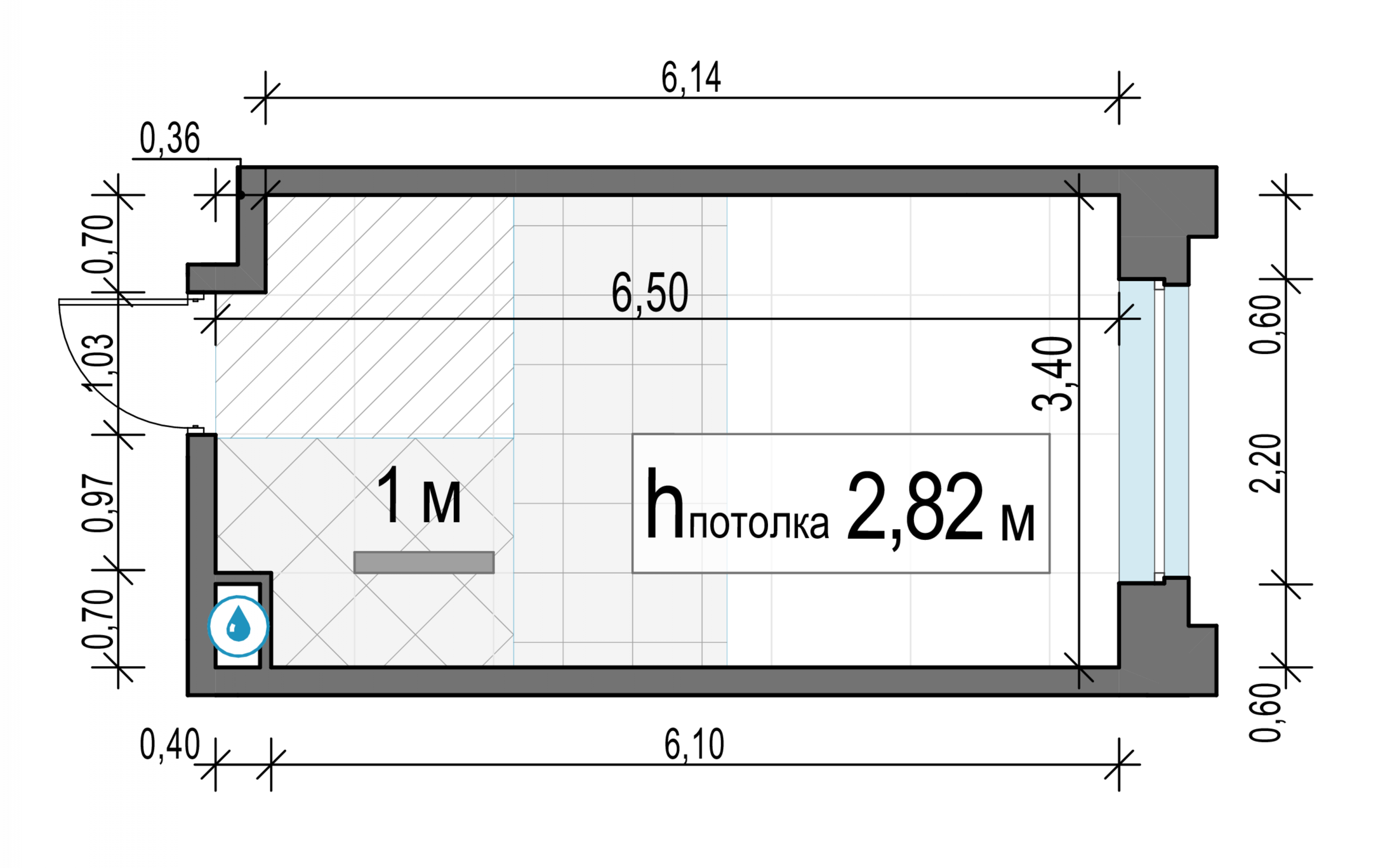Студия, 21.2 м² — планировка в ЖК «Белый Град»