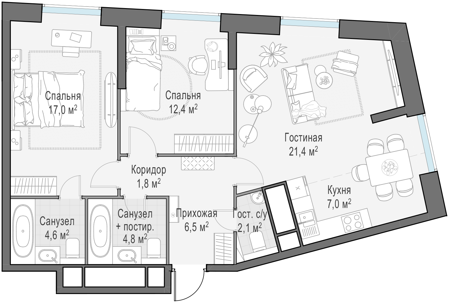 77.6 м²