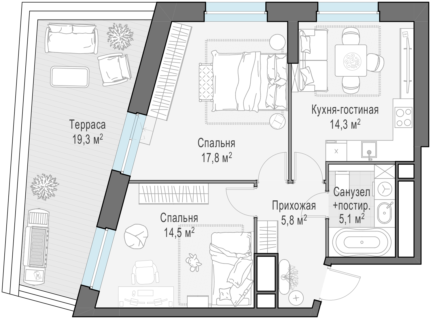63.3 м²