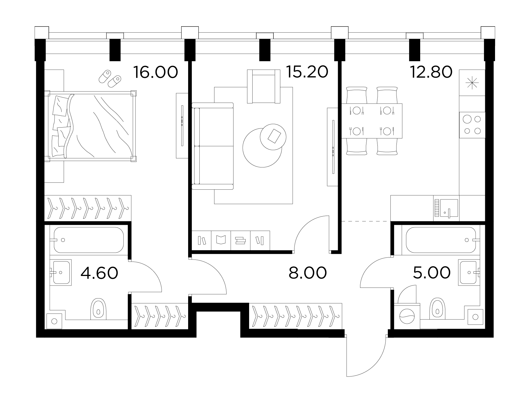 61.6 м²