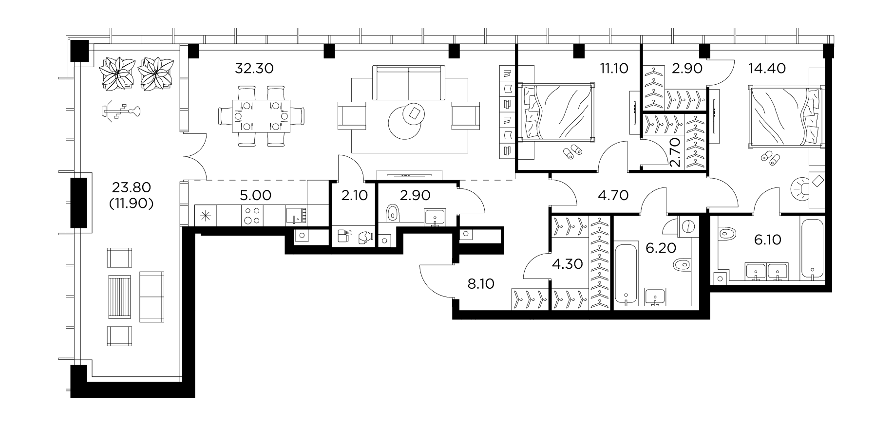 114.7 м²