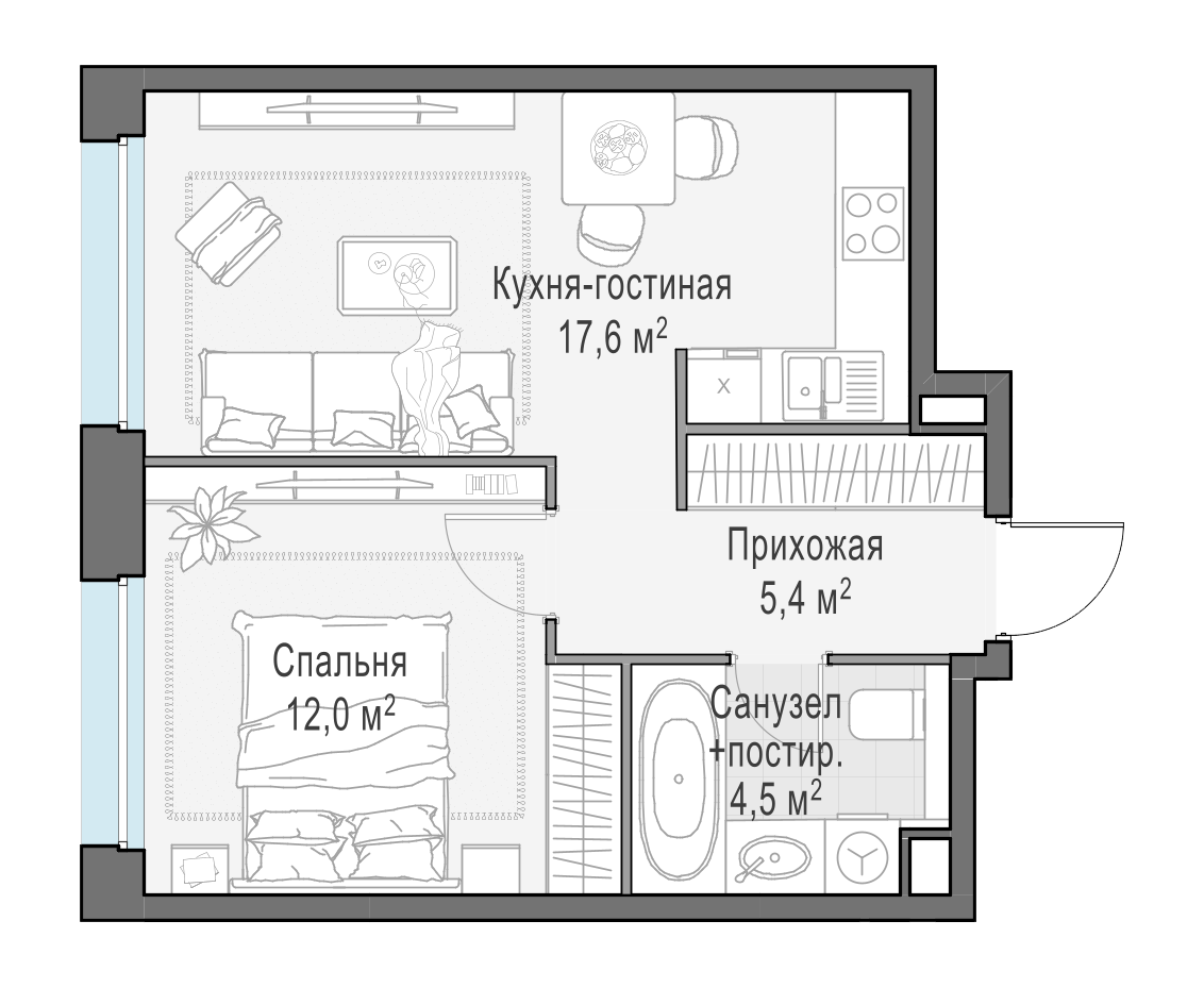 39.5 м²