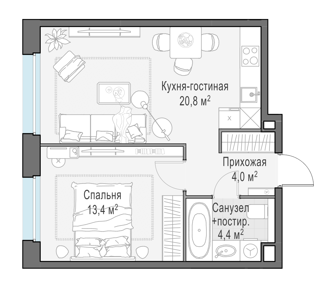 42.4 м²