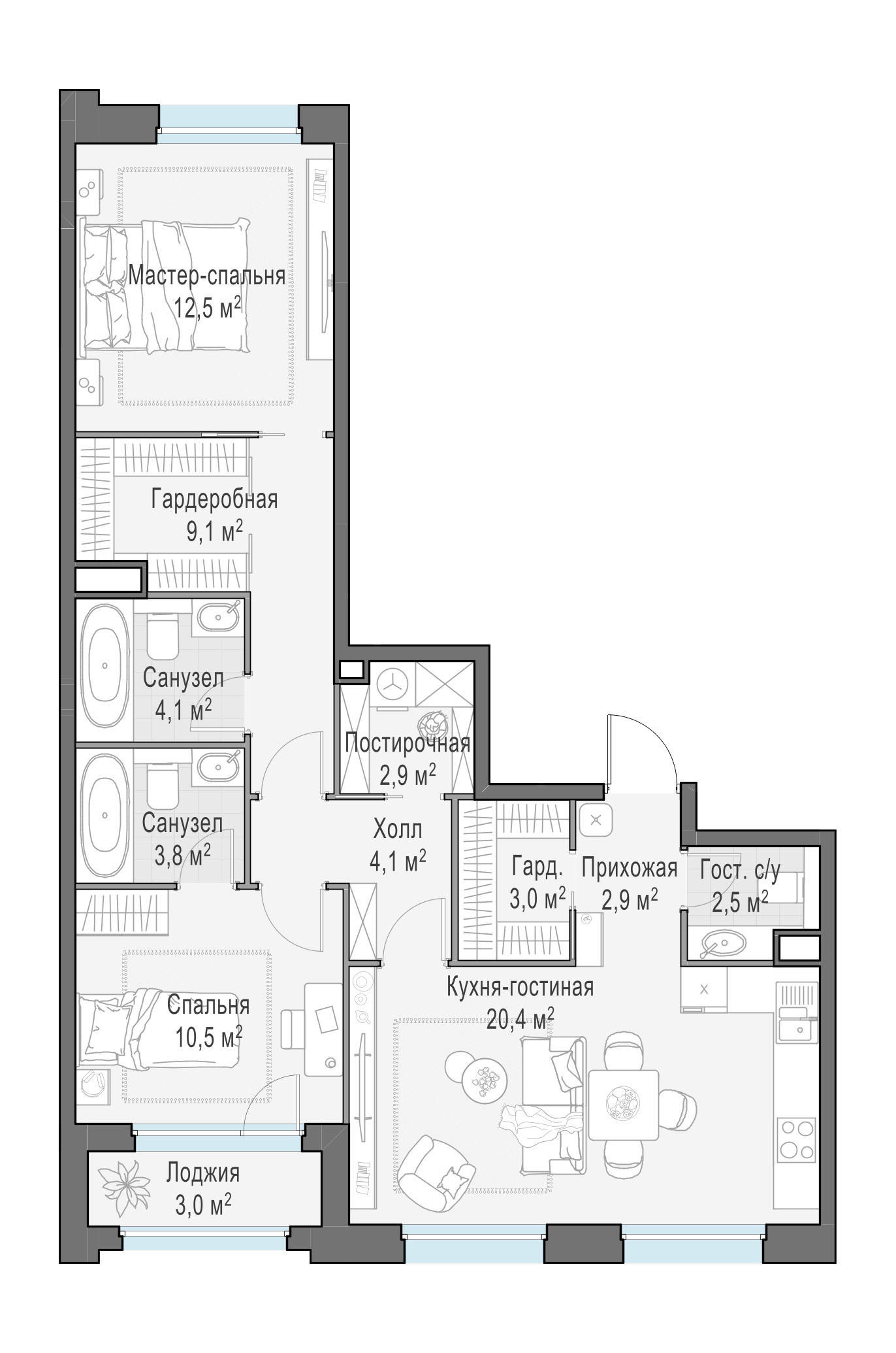 74.1 м²