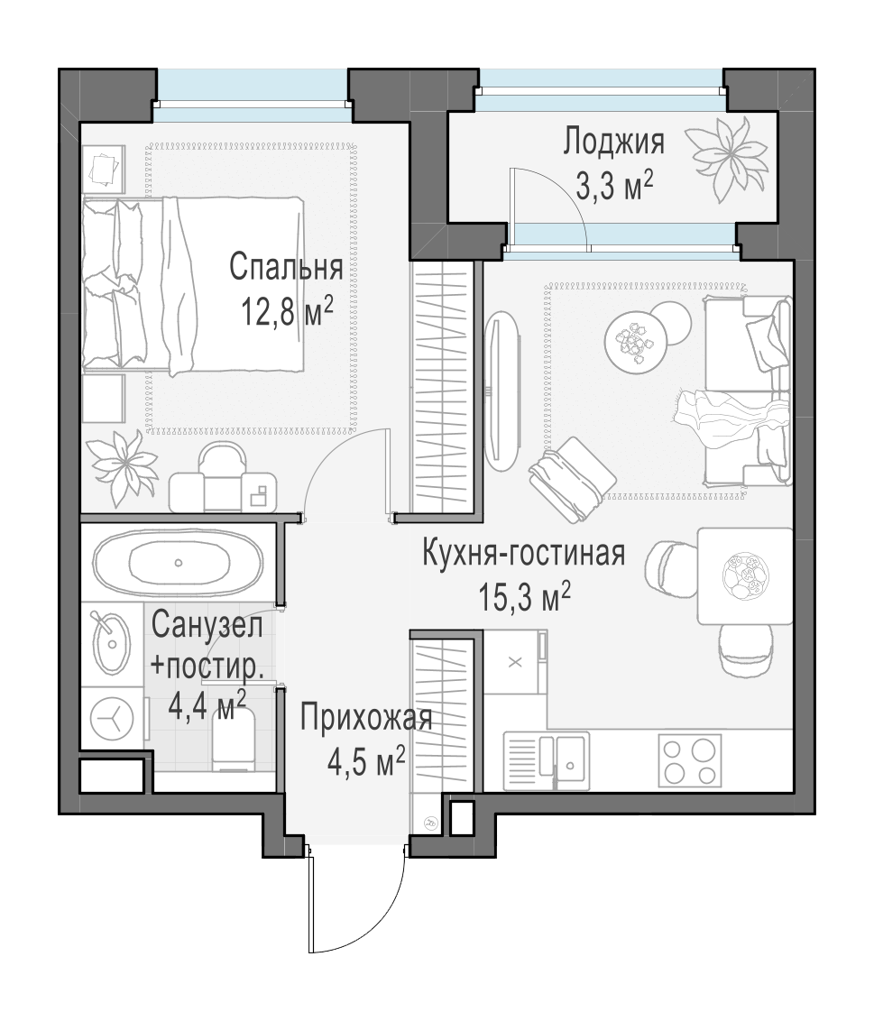 38.8 м²