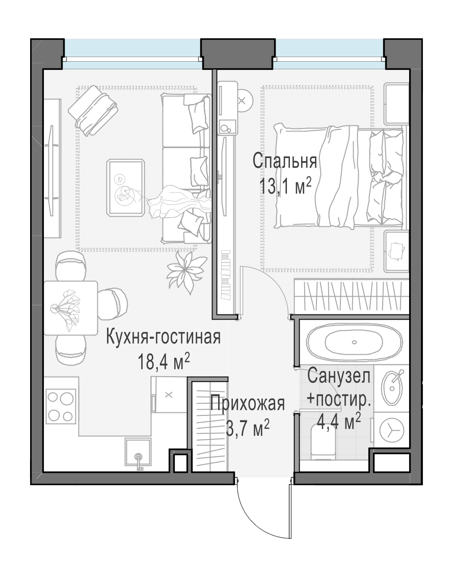 39.5 м²