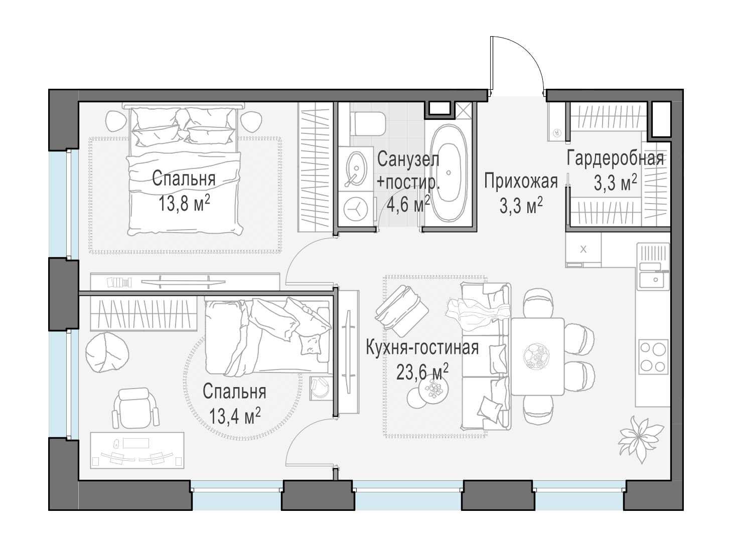 62 м²