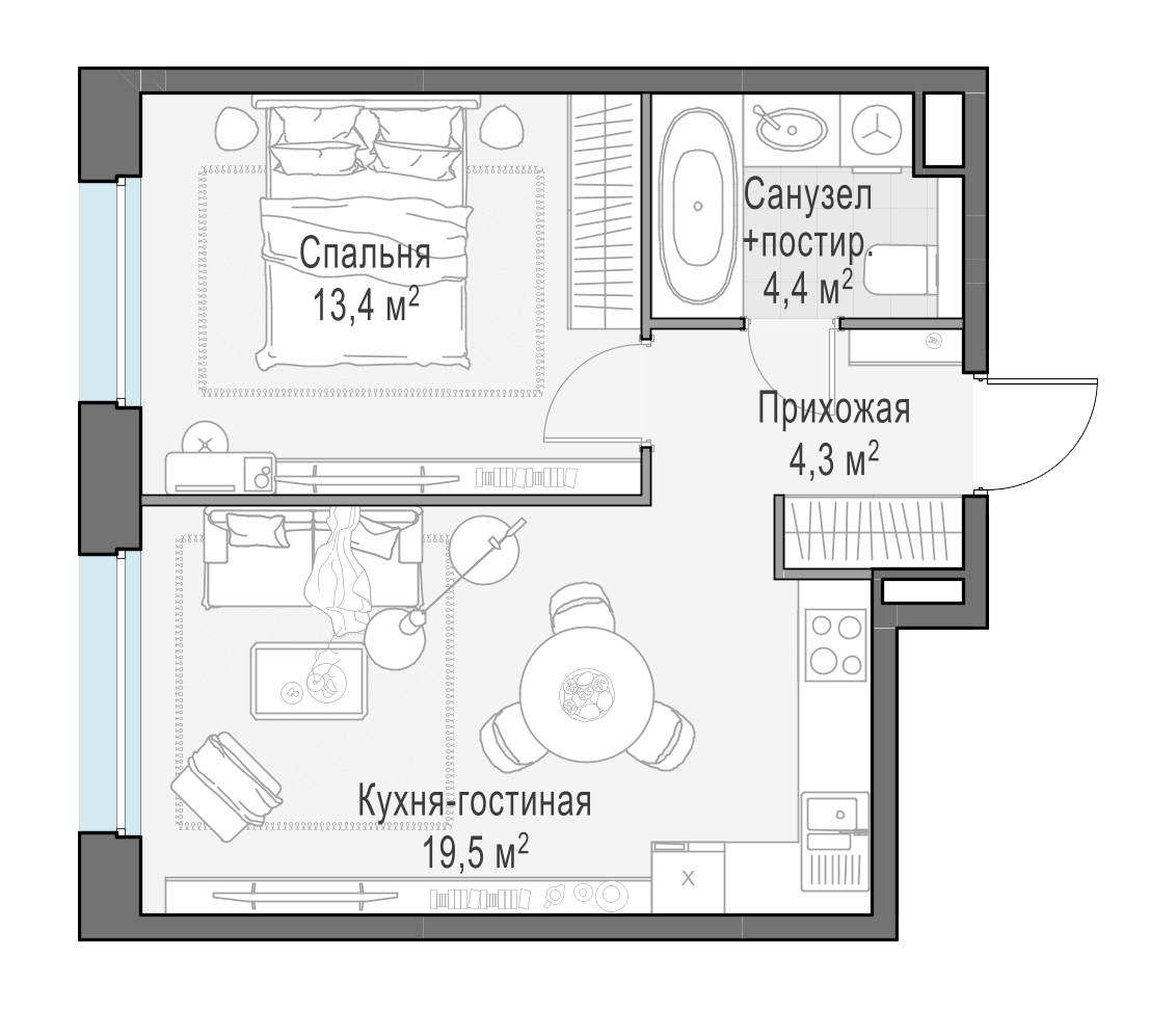 41.6 м²