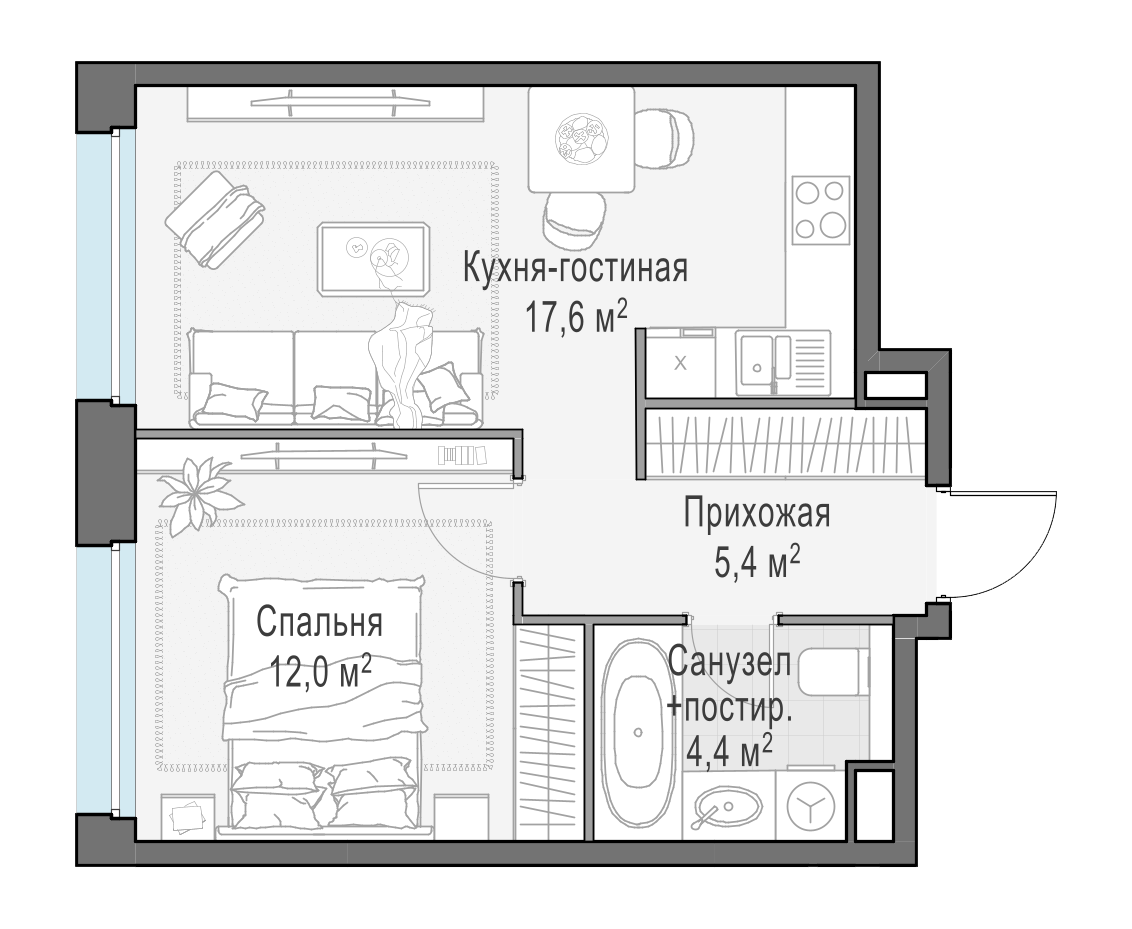 39.4 м²