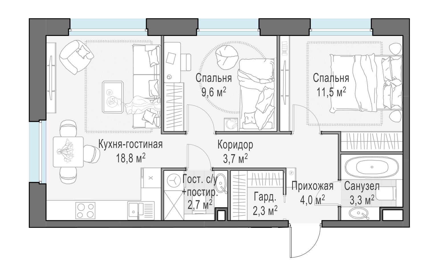 56 м²