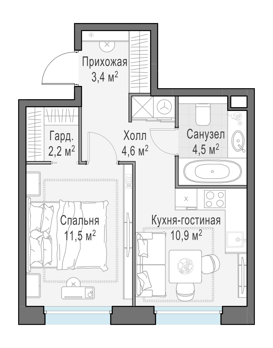 36.9 м²