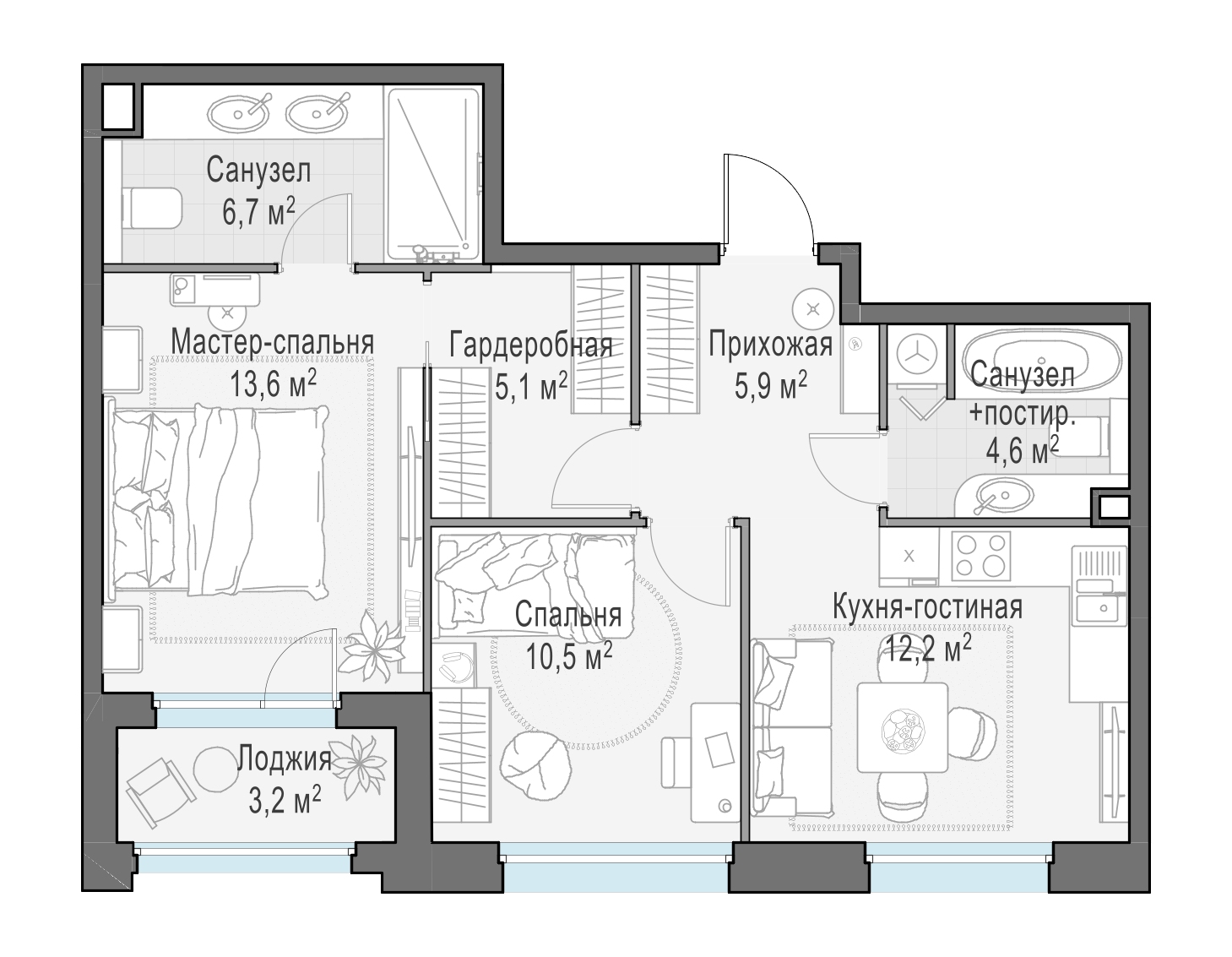 59.1 м²