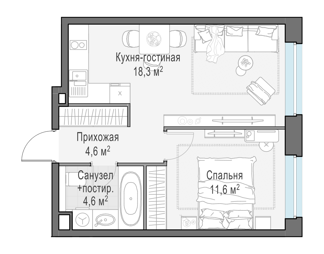 38.9 м²