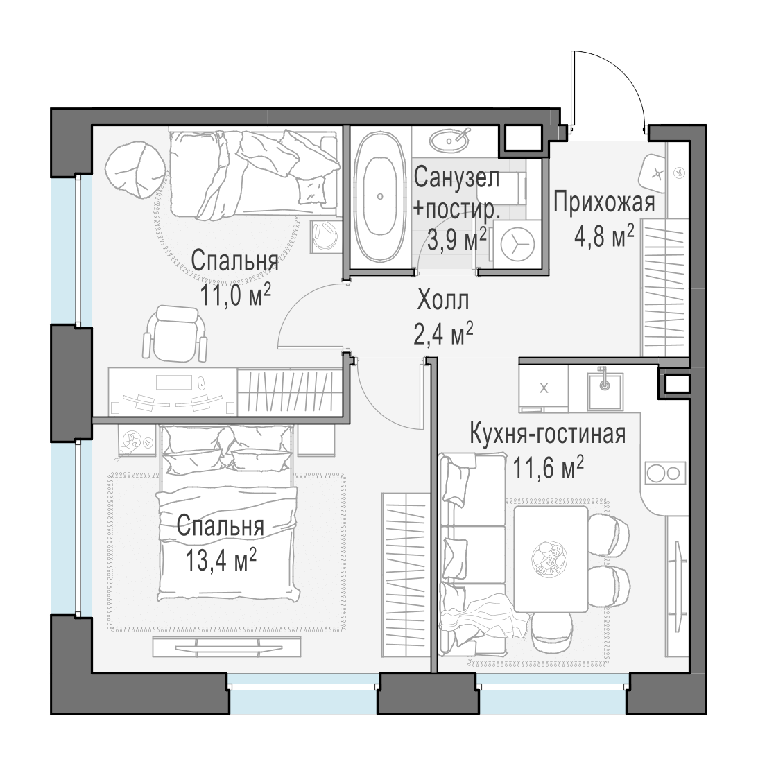 46.7 м²