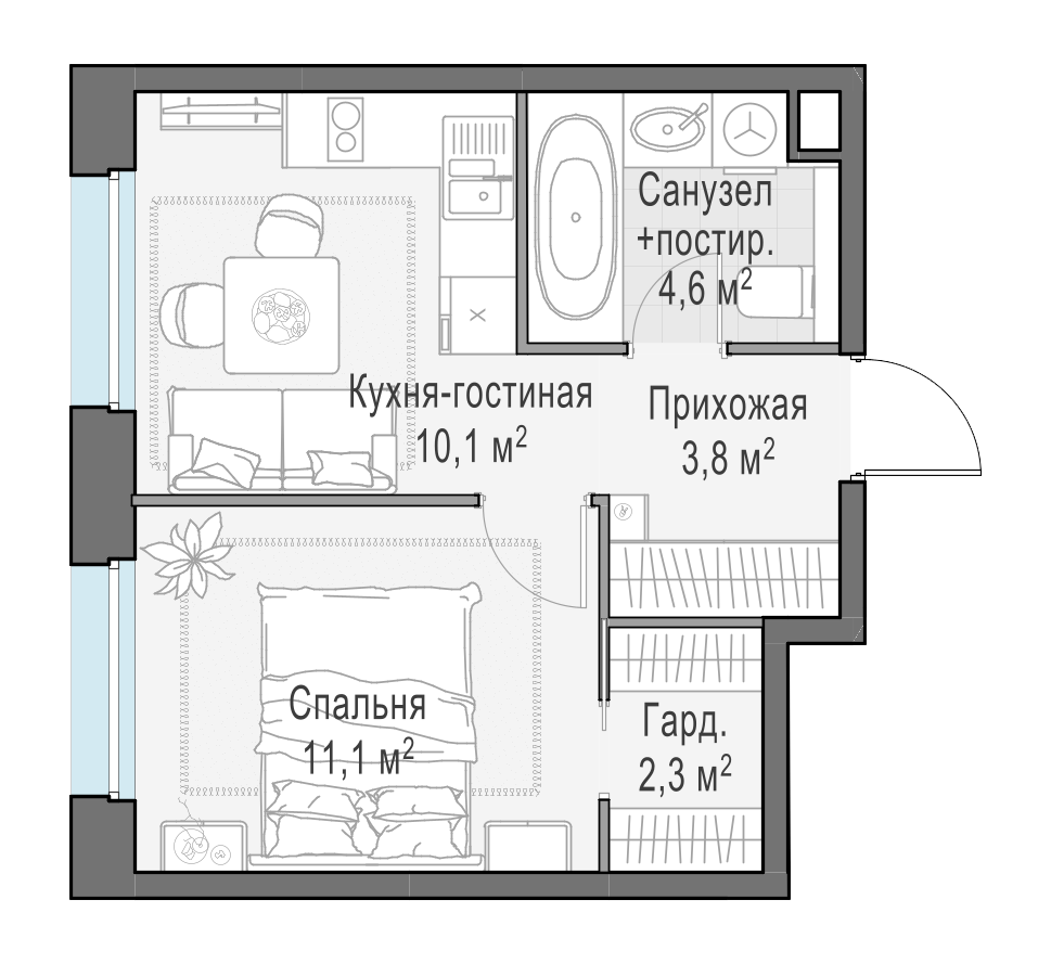31.1 м²