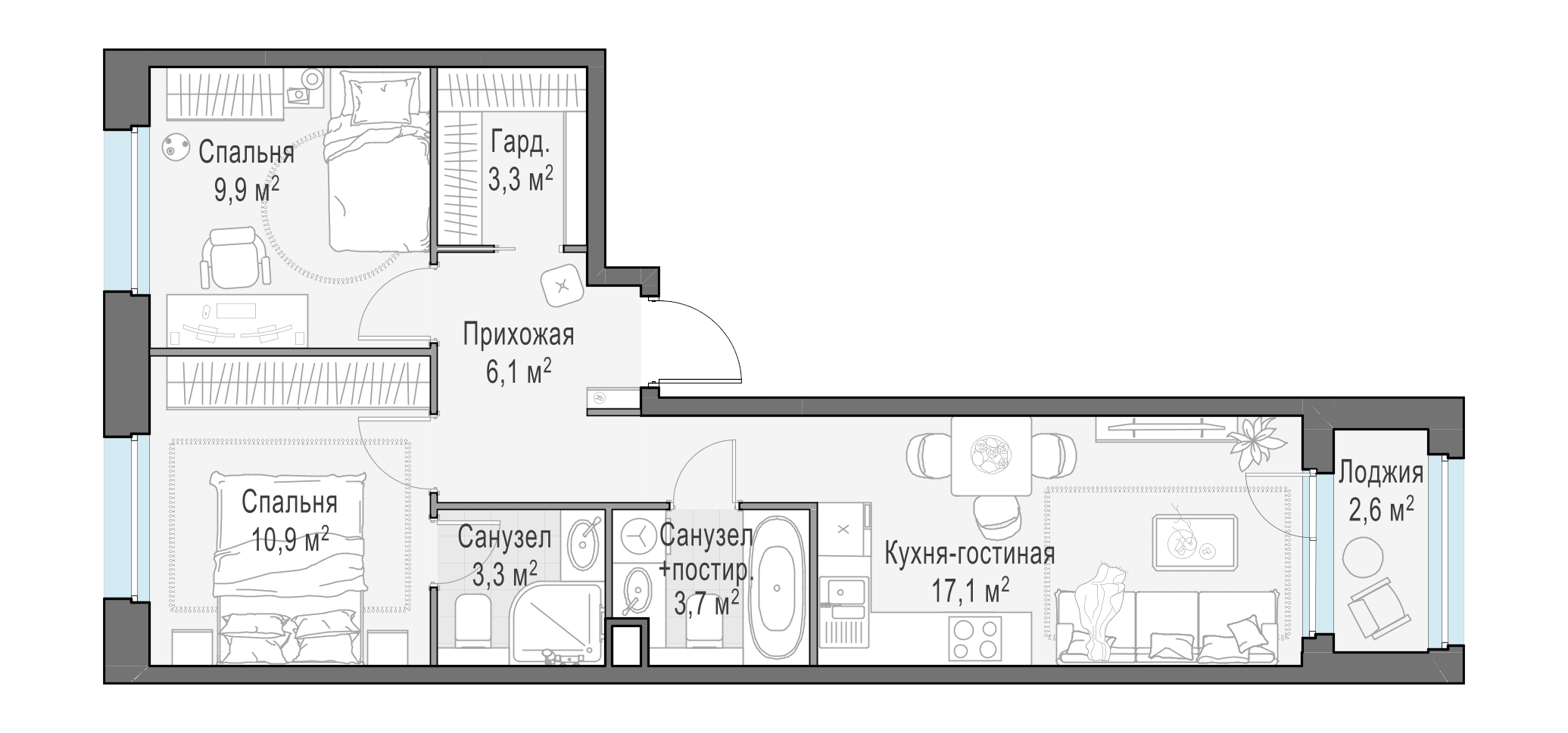 55.8 м²