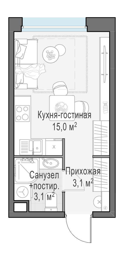 21.1 м²