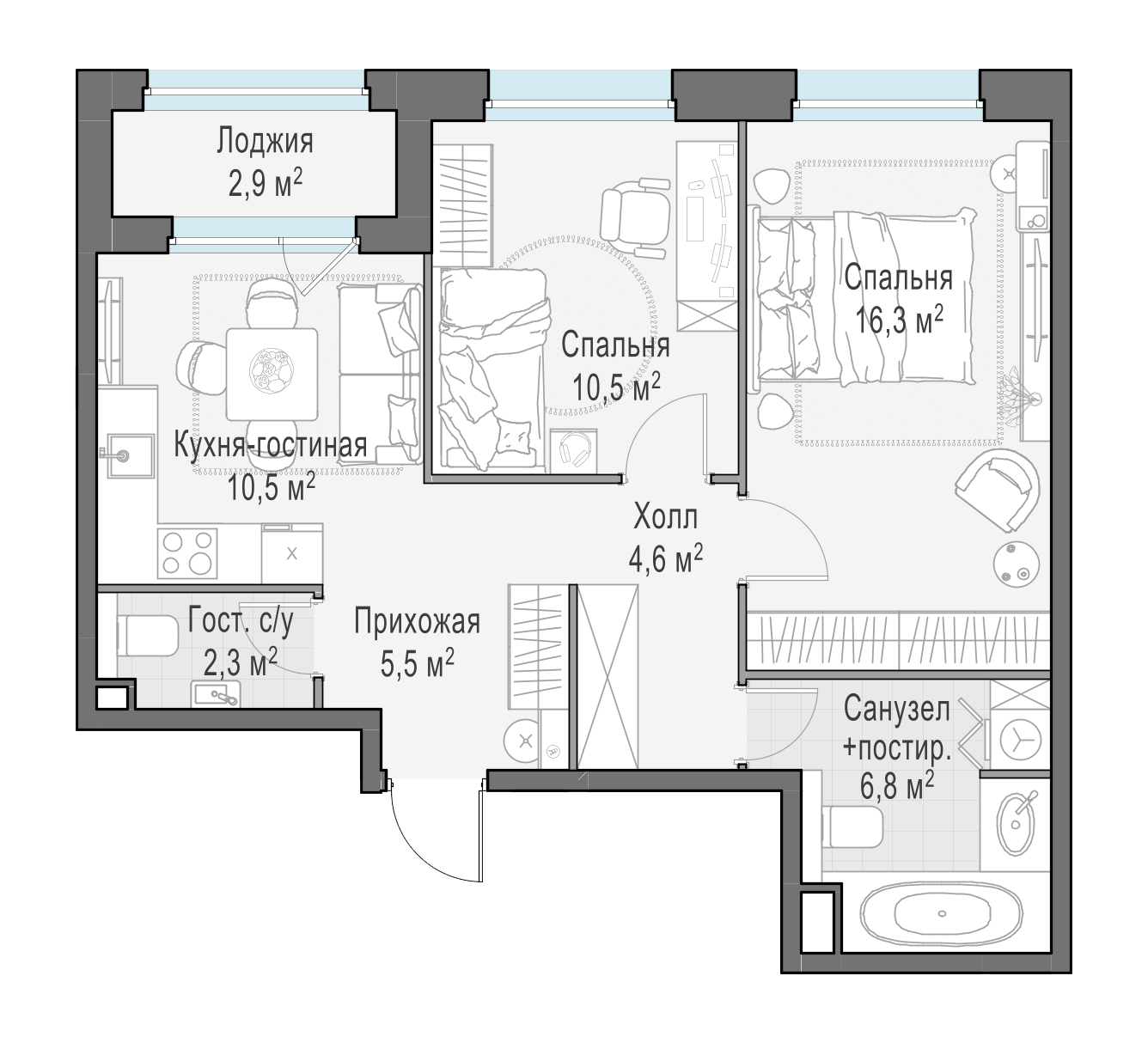 57.9 м²