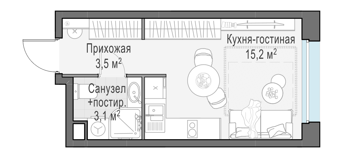 21.7 м²