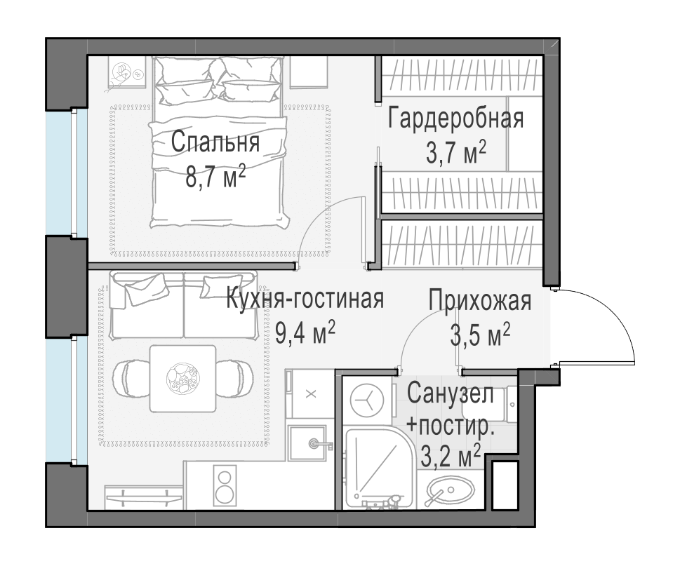 28.8 м²