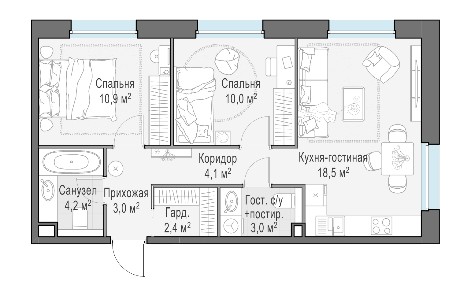 56 м²