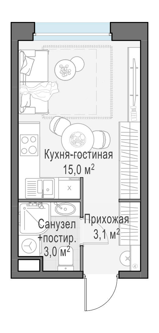 21.1 м²