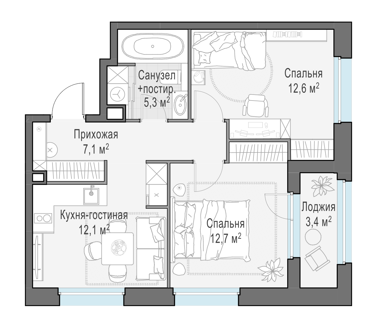 51.6 м²