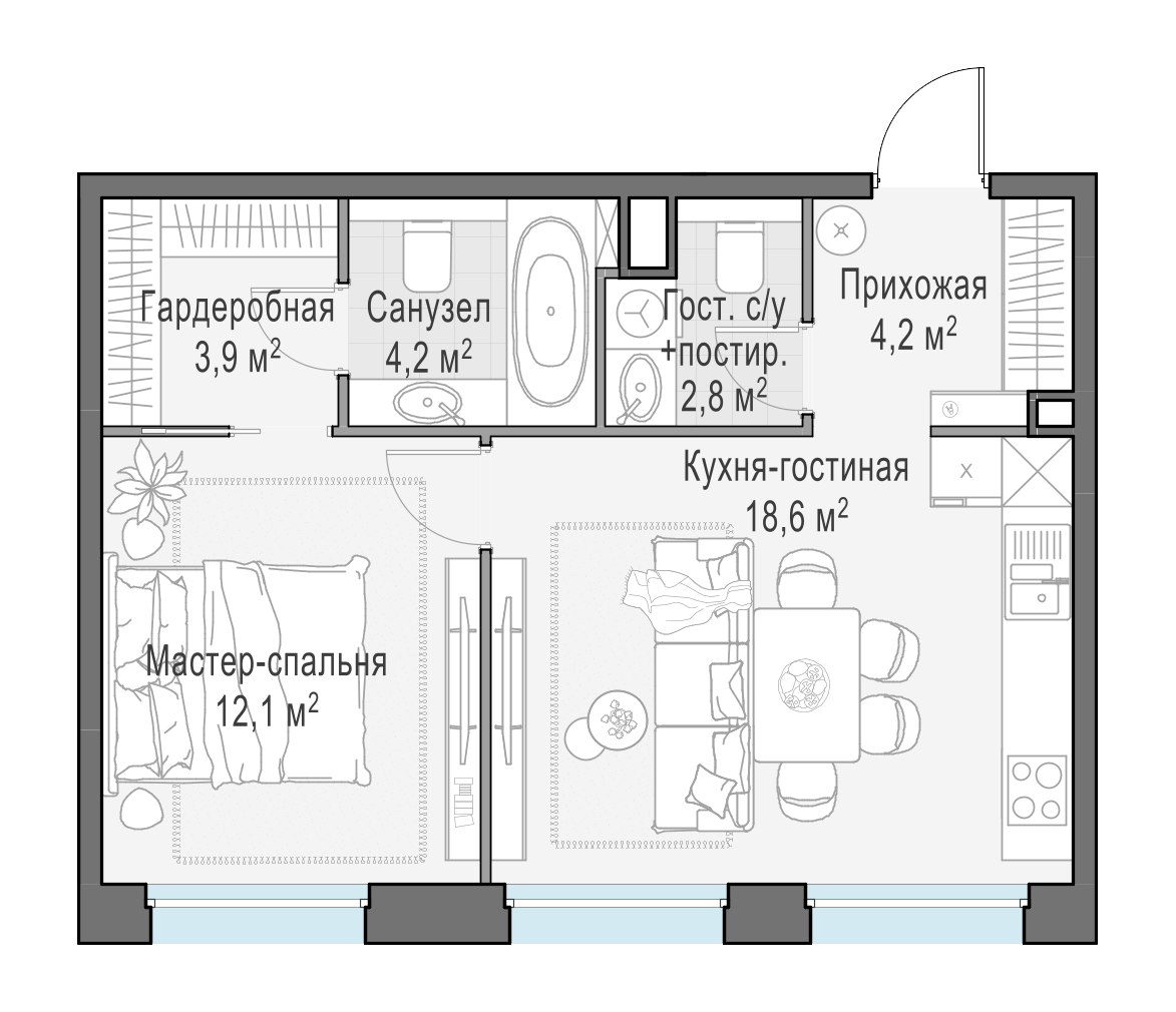 45.7 м²