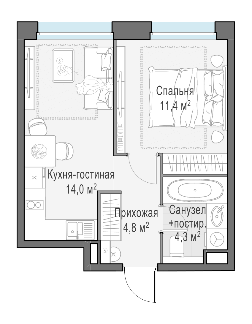 34.6 м²