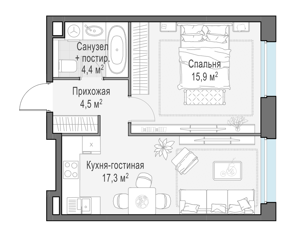 42 м²