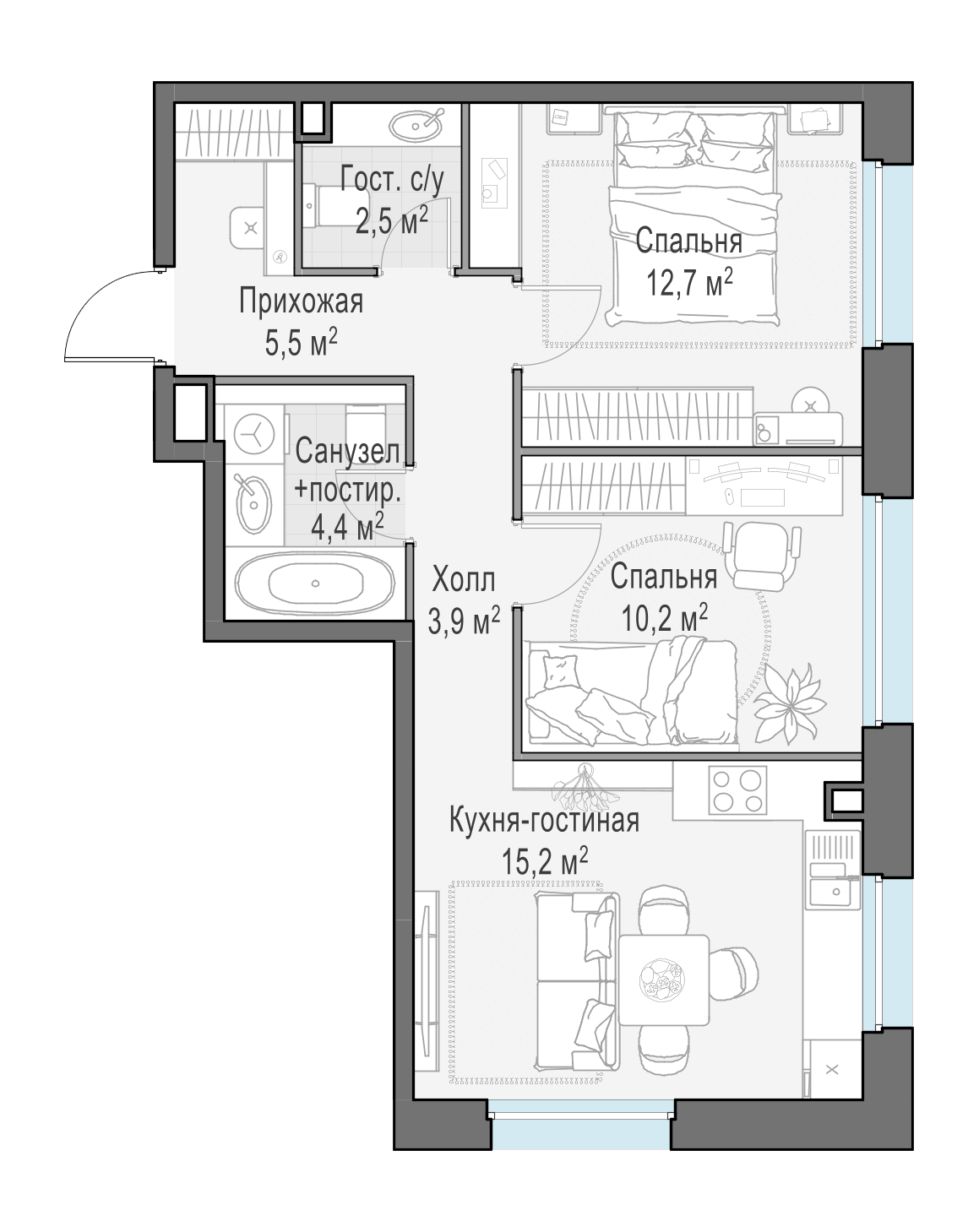 54.2 м²