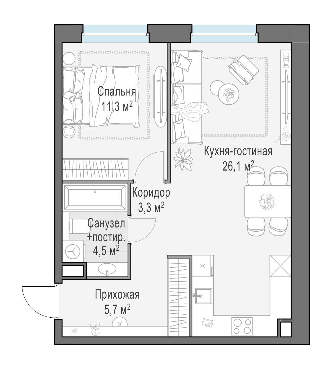 50.5 м²