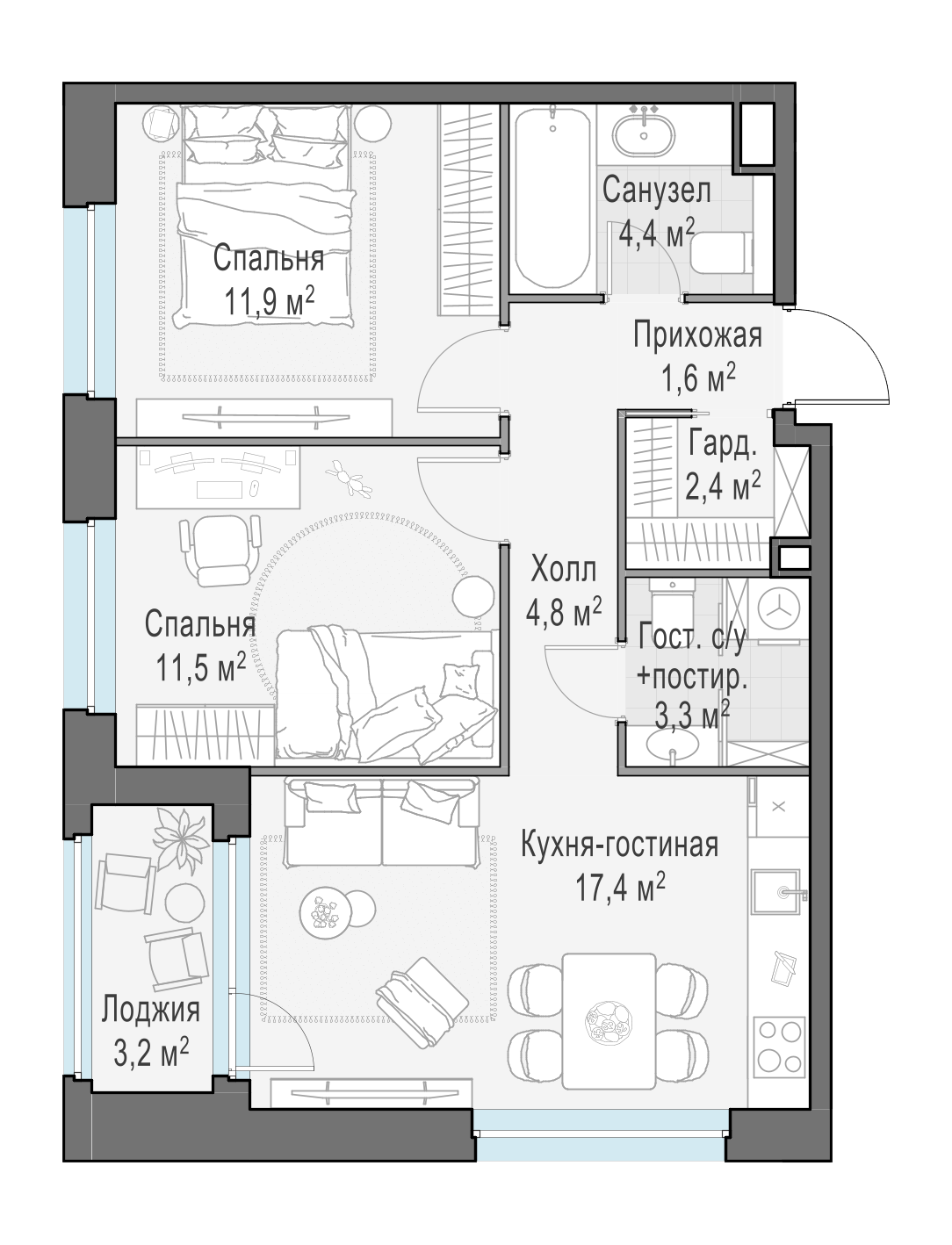 59 м²
