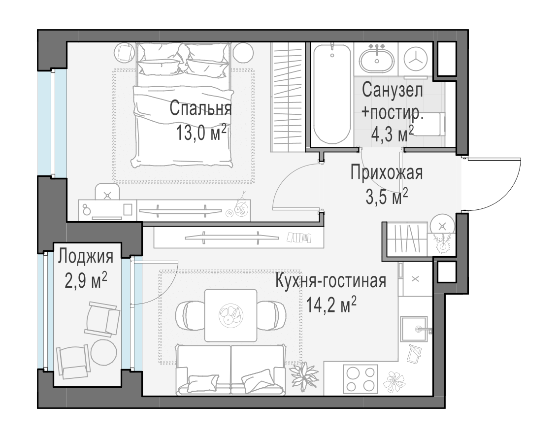 36.4 м²
