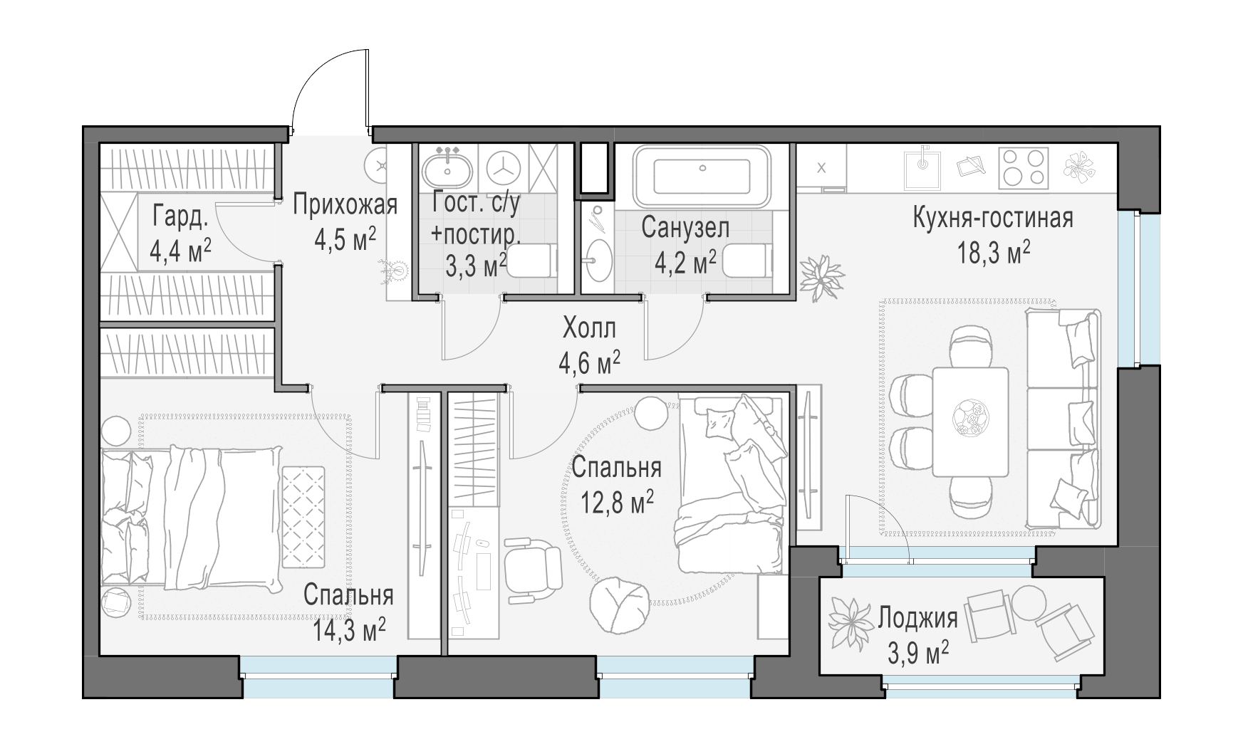 67.8 м²