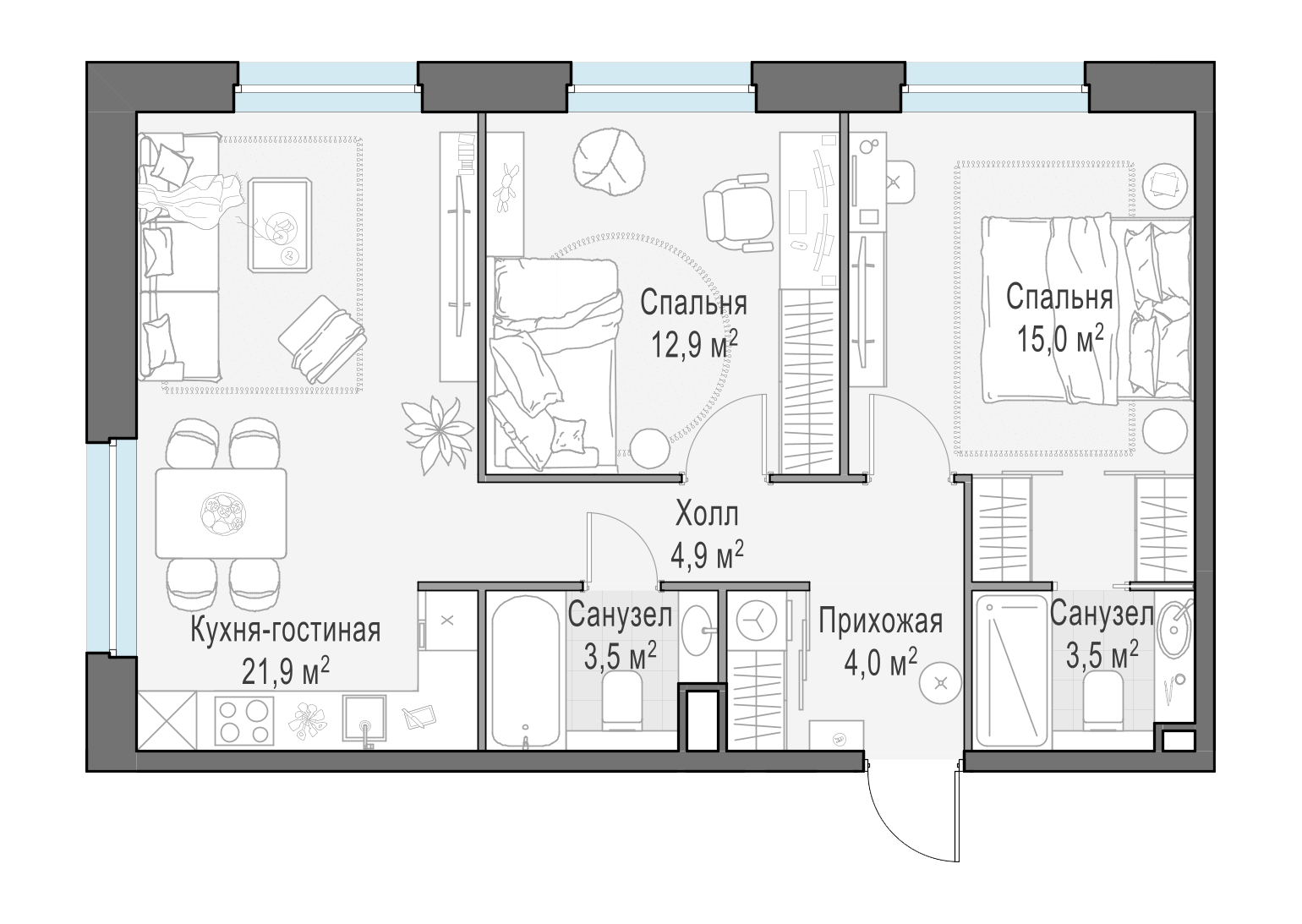 64.8 м²
