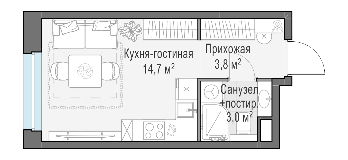 21.5 м²