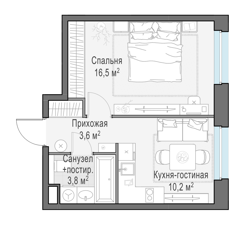 34 м²