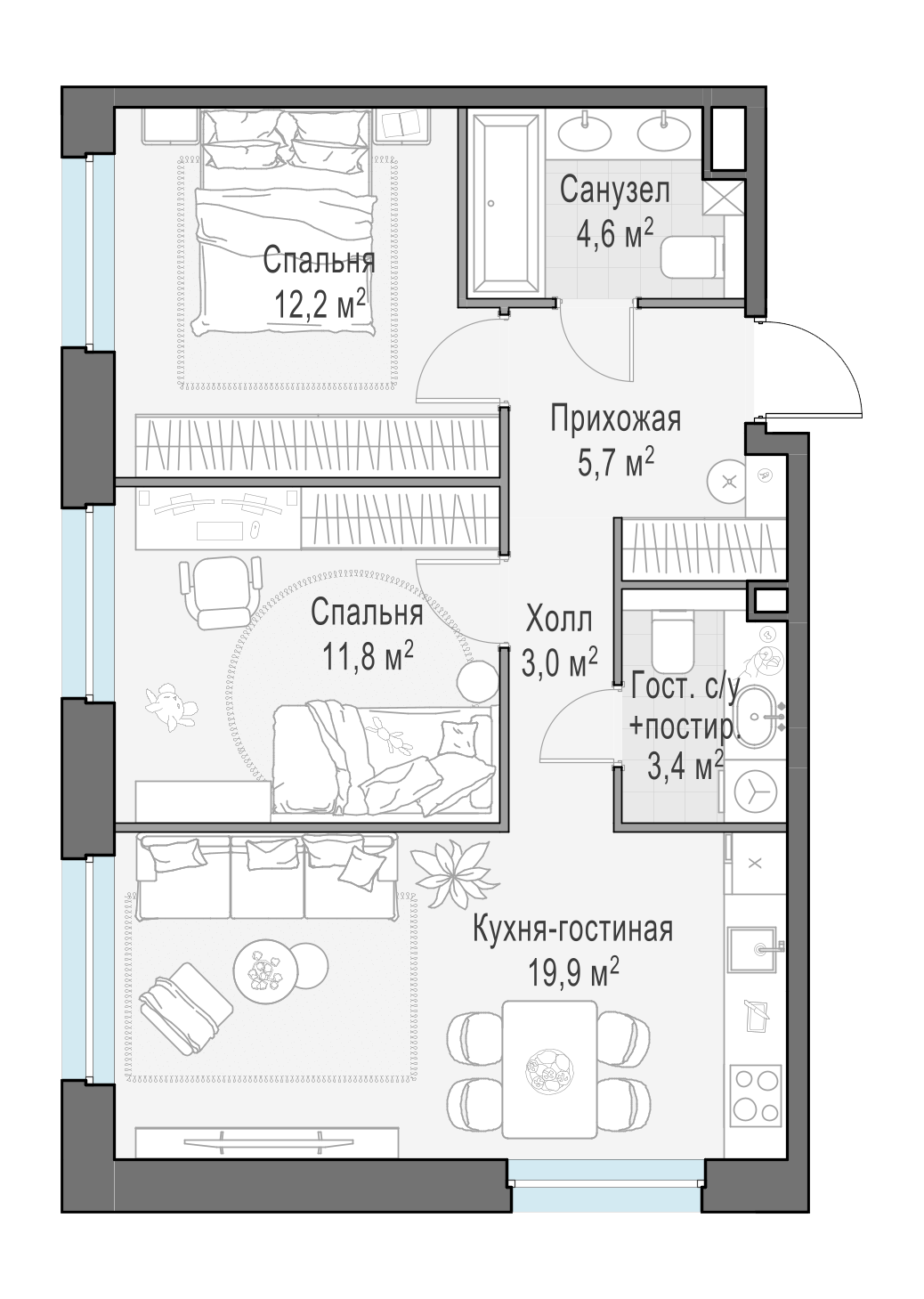 60.5 м²