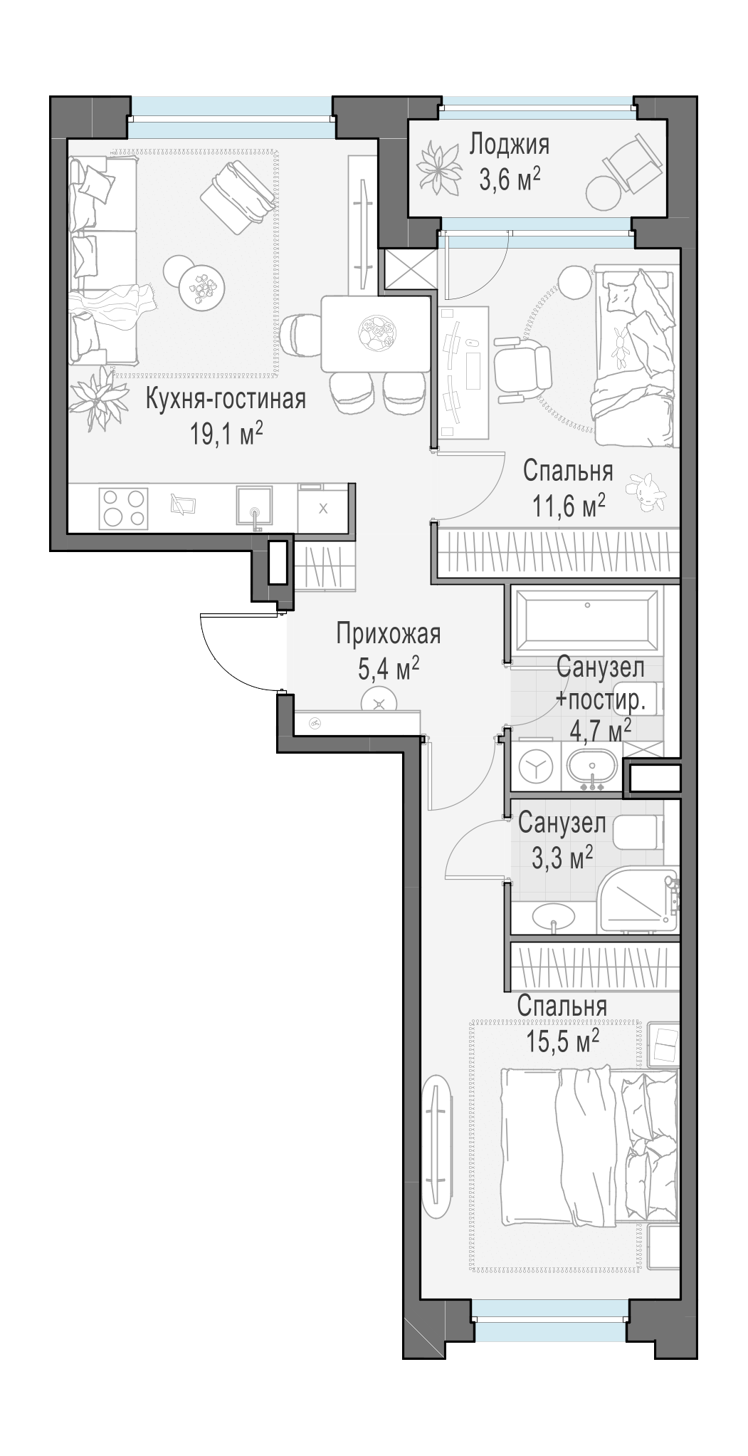 61.4 м²