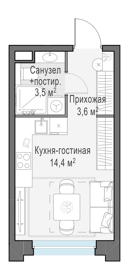 21.5 м²