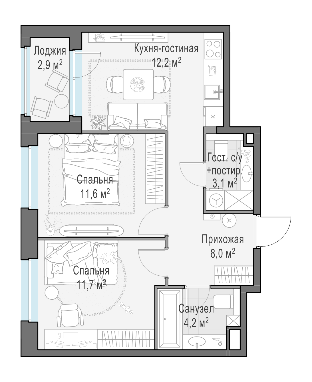 52.3 м²