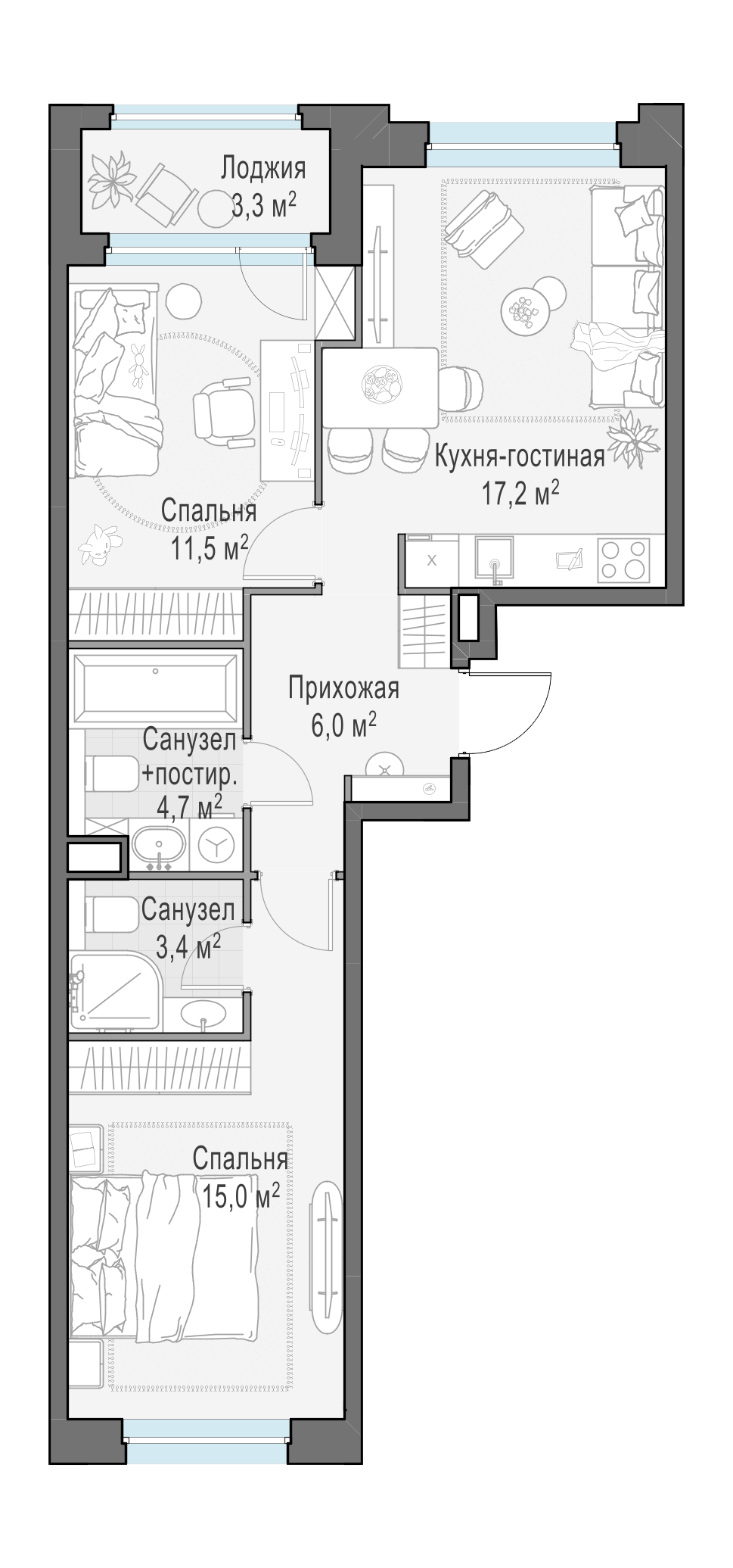 59.4 м²