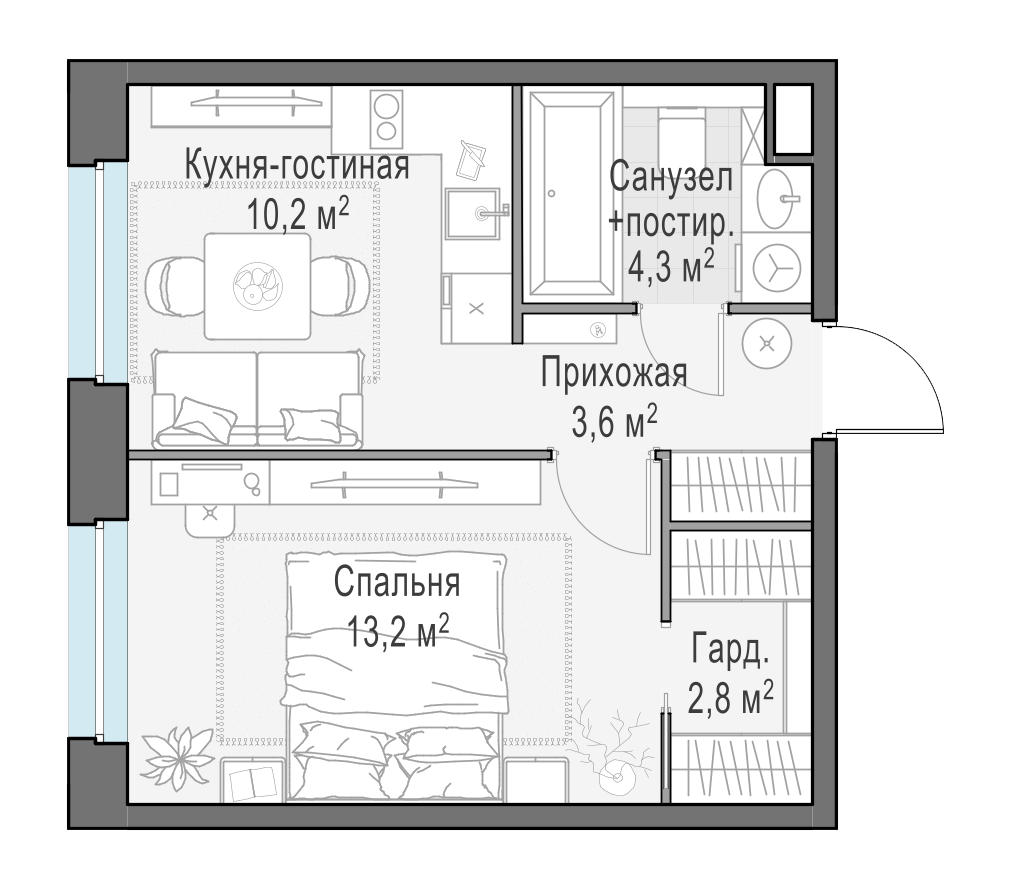 34 м²