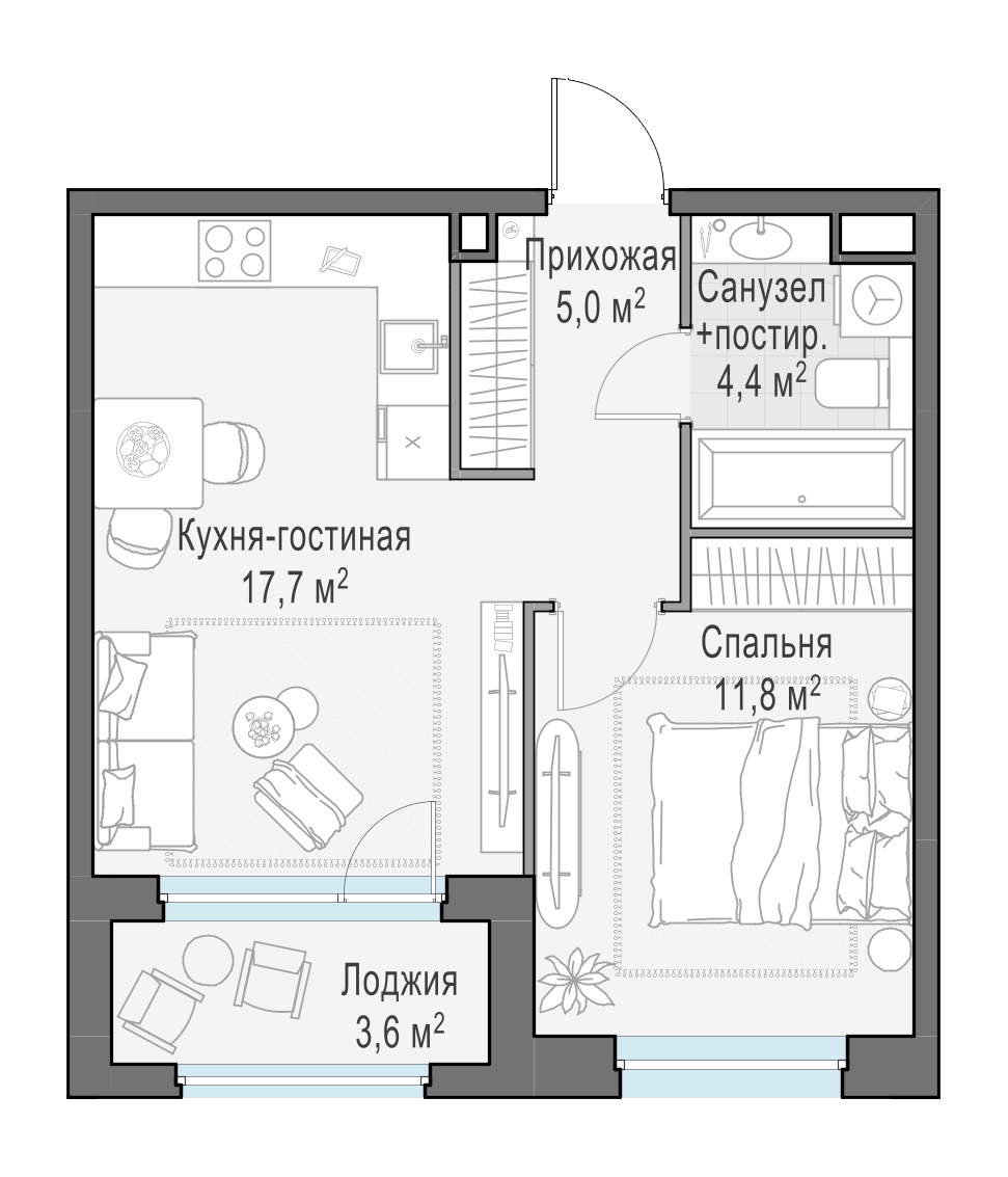 40.6 м²